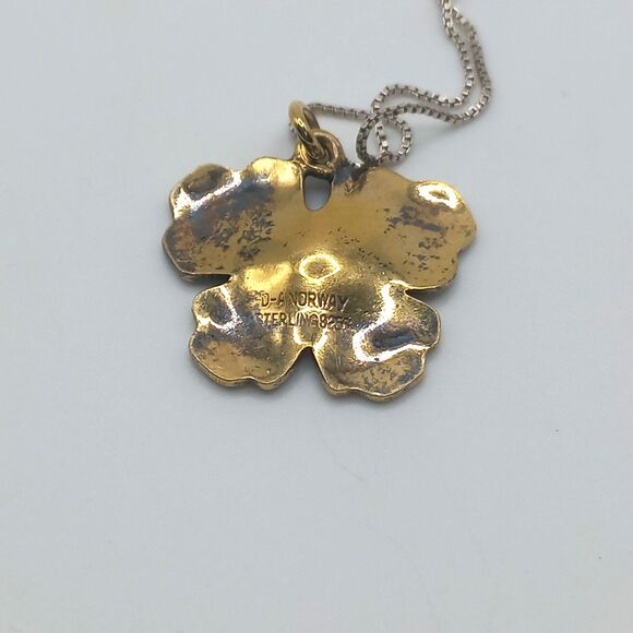 David Andersen Norway Vintage Sterling Silver Enamel Pansy Pendant DA - Picture 5 of 6